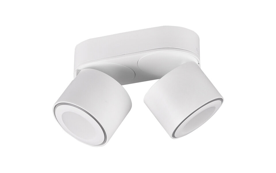 HLW LED LED Ceiling Spotlight - Trion Tarus - 8W - Warm White 3000K - 2-light - Round - Matt White - Aluminum