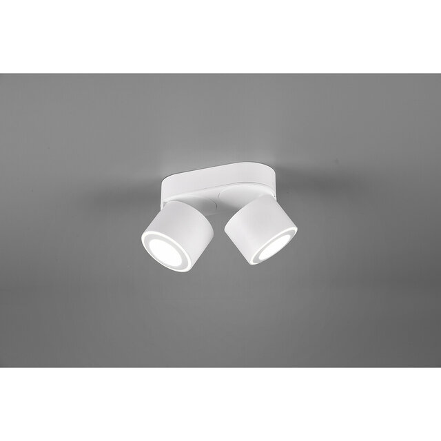 HLW LED LED Plafondspot - Trion Tarus - 8W - Warm Wit 3000K - 2-lichts - Rond - Mat Wit - Aluminium