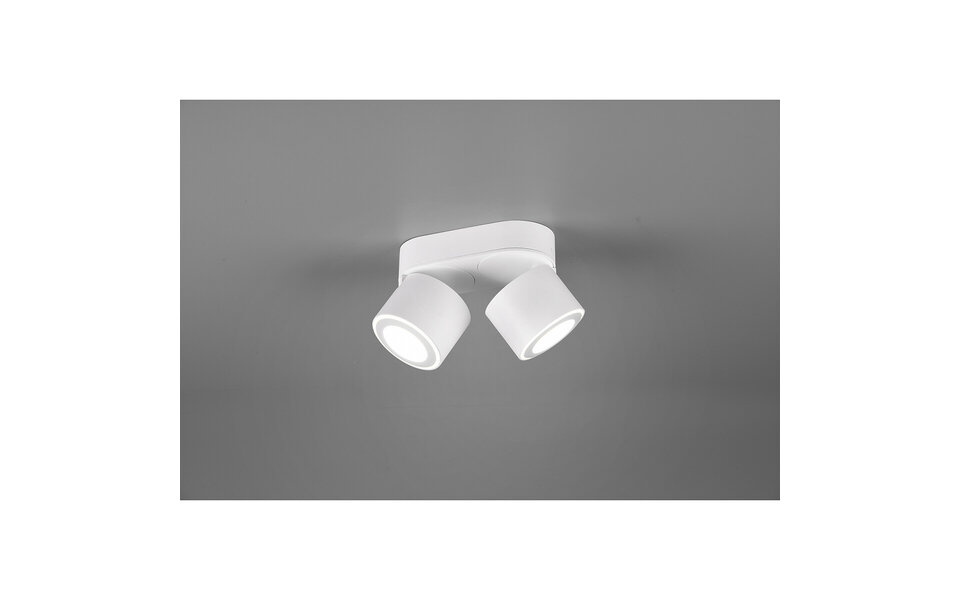 HLW LED LED Ceiling Spotlight - Trion Tarus - 8W - Warm White 3000K - 2-light - Round - Matt White - Aluminum