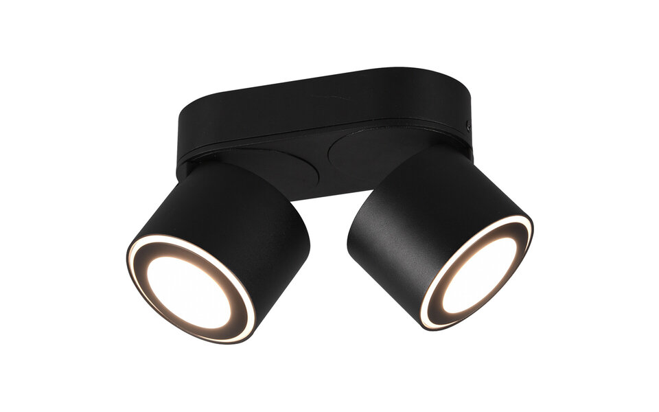 HLW LED LED ceiling spotlight - Trion Tarus - 8W - Warm White 3000K - 2 lights - Round - Matte Black - Aluminum HLW LED LED ceiling spotlight - Trion Tarus - 8W - Warm White 3000K - 2 lights - Round - Matte Black - Aluminum