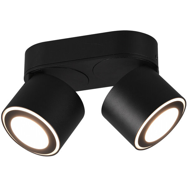 HLW LED LED Plafondspot - Trion Tarus - 8W - Warm Wit 3000K - 2-lichts - Rond - Mat Zwart - Aluminium HLW LED LED Plafondspot - Trion Tarus - 8W - Warm Wit 3000K - 2-lichts - Rond - Mat Zwart - Aluminium