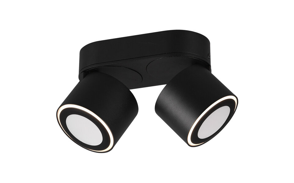 HLW LED LED ceiling spotlight - Trion Tarus - 8W - Warm White 3000K - 2 lights - Round - Matte Black - Aluminum HLW LED LED ceiling spotlight - Trion Tarus - 8W - Warm White 3000K - 2 lights - Round - Matte Black - Aluminum