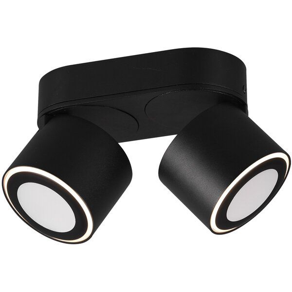 HLW LED LED Plafondspot - Trion Tarus - 8W - Warm Wit 3000K - 2-lichts - Rond - Mat Zwart - Aluminium HLW LED LED Plafondspot - Trion Tarus - 8W - Warm Wit 3000K - 2-lichts - Rond - Mat Zwart - Aluminium