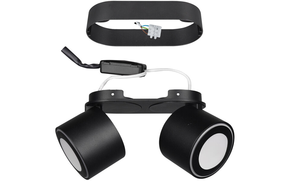HLW LED LED Plafondspot - Trion Tarus - 8W - Warm Wit 3000K - 2-lichts - Rond - Mat Zwart - Aluminium HLW LED LED Plafondspot - Trion Tarus - 8W - Warm Wit 3000K - 2-lichts - Rond - Mat Zwart - Aluminium