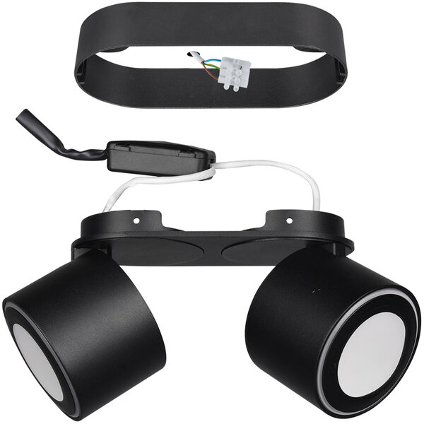 HLW LED LED Plafondspot - Trion Tarus - 8W - Warm Wit 3000K - 2-lichts - Rond - Mat Zwart - Aluminium HLW LED LED Plafondspot - Trion Tarus - 8W - Warm Wit 3000K - 2-lichts - Rond - Mat Zwart - Aluminium