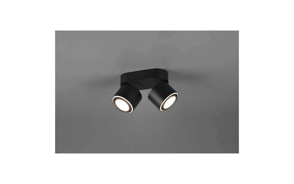 HLW LED LED Plafondspot - Trion Tarus - 8W - Warm Wit 3000K - 2-lichts - Rond - Mat Zwart - Aluminium HLW LED LED Plafondspot - Trion Tarus - 8W - Warm Wit 3000K - 2-lichts - Rond - Mat Zwart - Aluminium