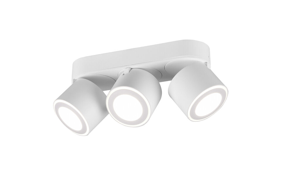 HLW LED LED Ceiling Spotlight - Trion Tarus - 12W - Warm White 3000K - 3-light - Round - Matt White - Aluminum