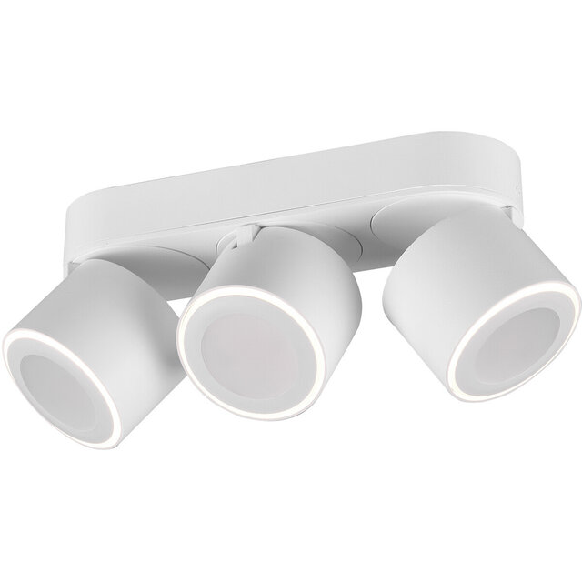 HLW LED LED Plafondspot - Trion Tarus - 12W - Warm Wit 3000K - 3-lichts - Rond - Mat Wit - Aluminium