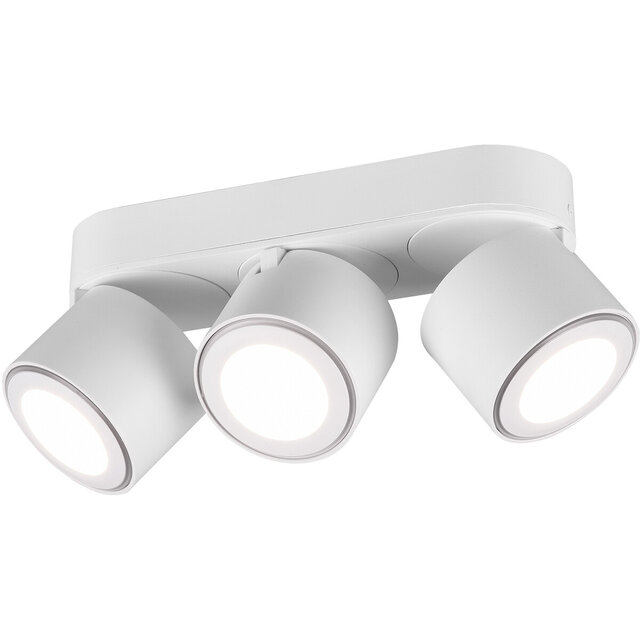 HLW LED LED Ceiling Spotlight - Trion Tarus - 12W - Warm White 3000K - 3-light - Round - Matt White - Aluminum