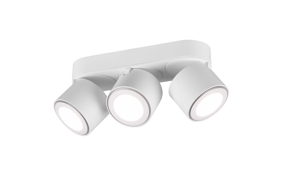 HLW LED LED Ceiling Spotlight - Trion Tarus - 12W - Warm White 3000K - 3-light - Round - Matt White - Aluminum