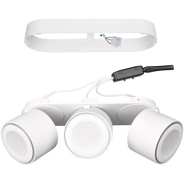 HLW LED LED Ceiling Spotlight - Trion Tarus - 12W - Warm White 3000K - 3-light - Round - Matt White - Aluminum