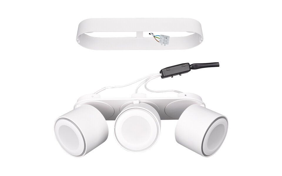 HLW LED LED Ceiling Spotlight - Trion Tarus - 12W - Warm White 3000K - 3-light - Round - Matt White - Aluminum