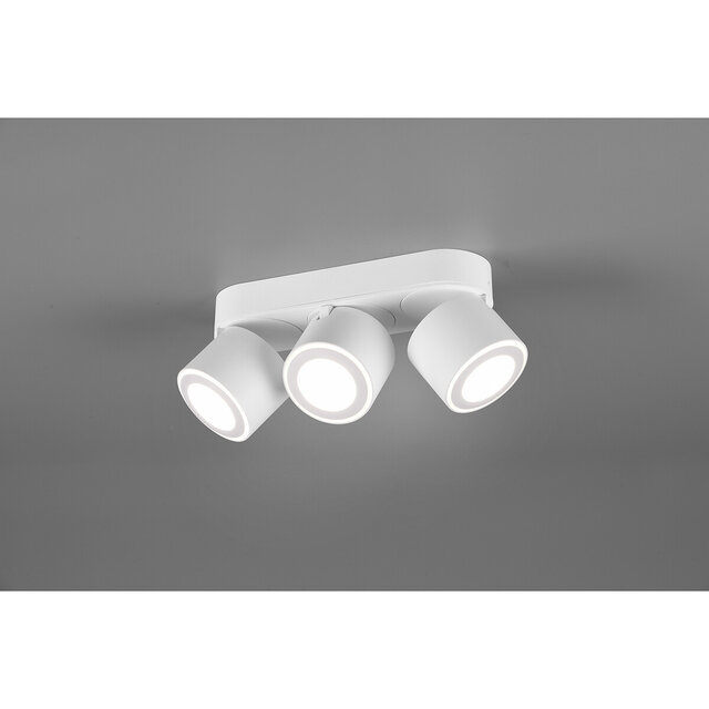 HLW LED LED Ceiling Spotlight - Trion Tarus - 12W - Warm White 3000K - 3-light - Round - Matt White - Aluminum