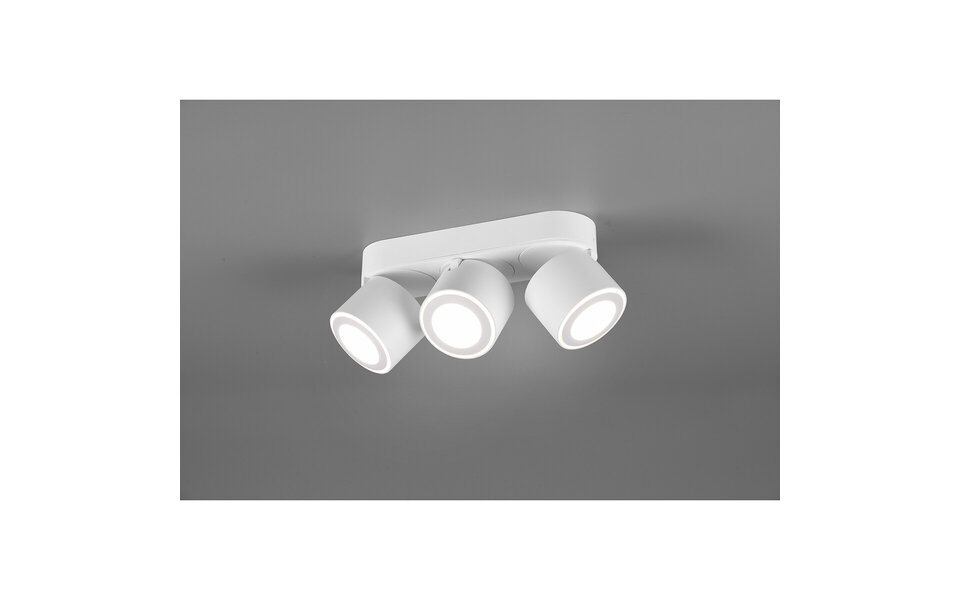 HLW LED LED Ceiling Spotlight - Trion Tarus - 12W - Warm White 3000K - 3-light - Round - Matt White - Aluminum