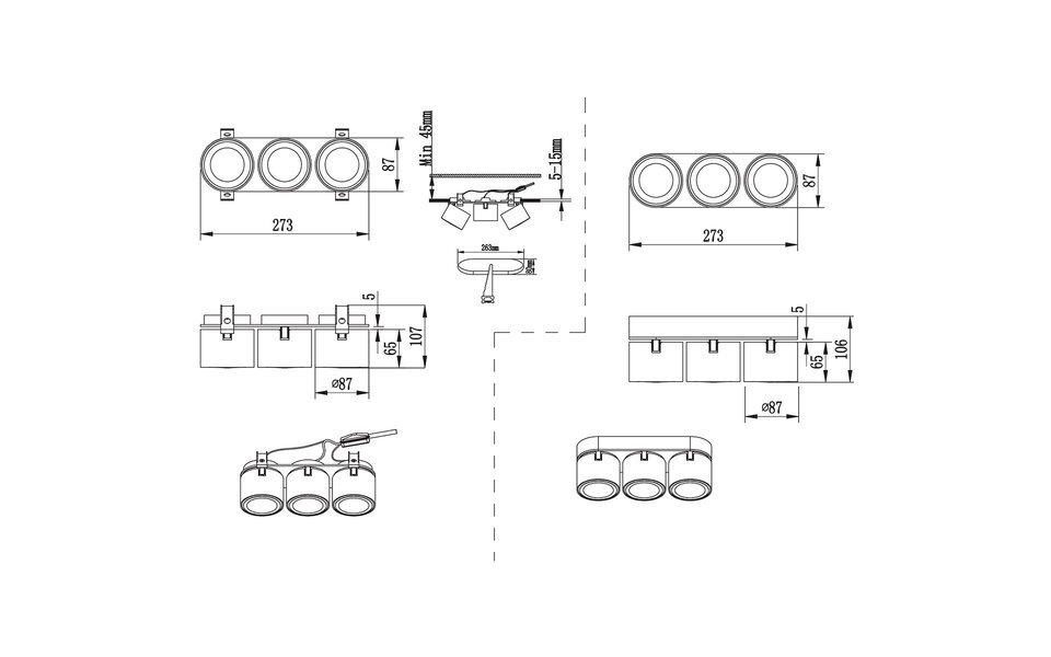 HLW LED LED Plafondspot - Trion Tarus - 12W - Warm Wit 3000K - 3-lichts - Rond - Mat Wit - Aluminium