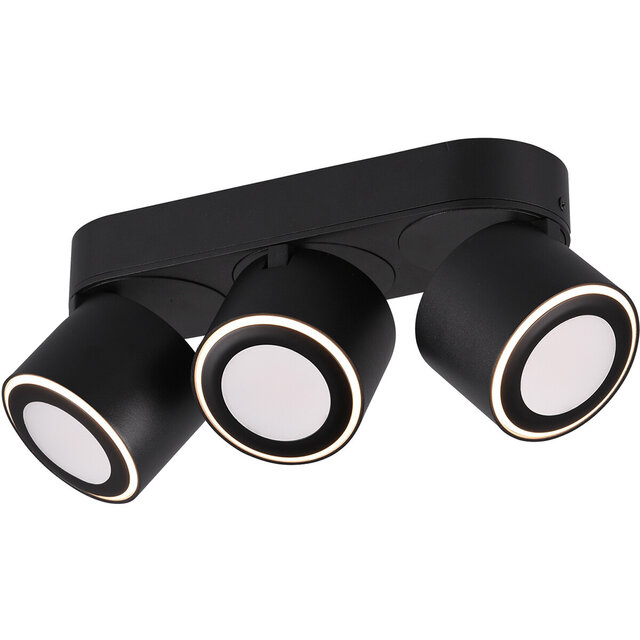 HLW LED LED Plafondspot - Trion Tarus - 12W - Warm Wit 3000K - 3-lichts - Rond - Mat Zwart - Aluminium HLW LED LED Plafondspot - Trion Tarus - 12W - Warm Wit 3000K - 3-lichts - Rond - Mat Zwart - Aluminium