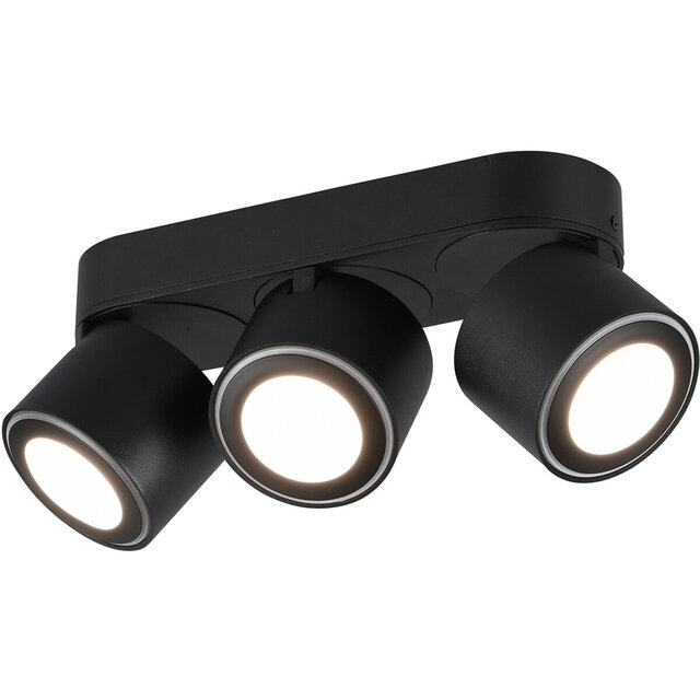 HLW LED LED Plafondspot - Trion Tarus - 12W - Warm Wit 3000K - 3-lichts - Rond - Mat Zwart - Aluminium HLW LED LED Plafondspot - Trion Tarus - 12W - Warm Wit 3000K - 3-lichts - Rond - Mat Zwart - Aluminium