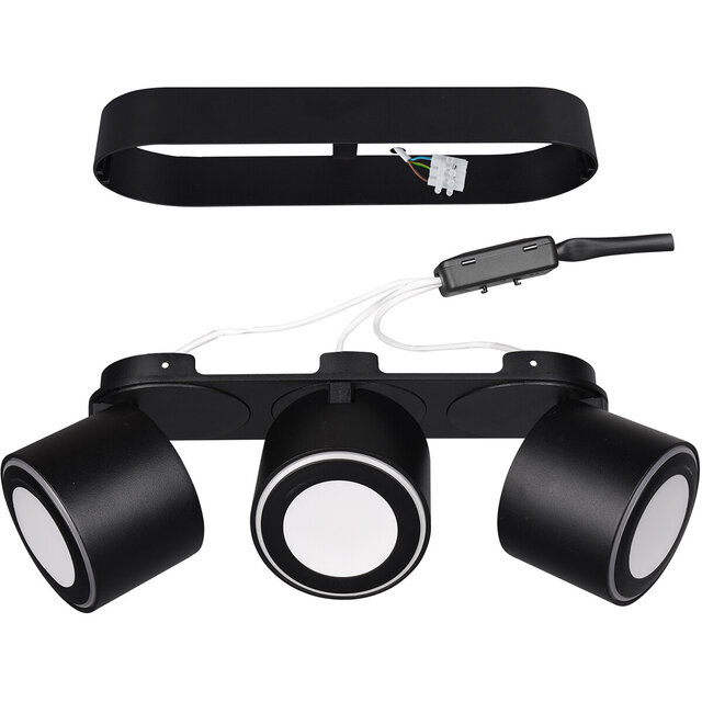 HLW LED LED Plafondspot - Trion Tarus - 12W - Warm Wit 3000K - 3-lichts - Rond - Mat Zwart - Aluminium HLW LED LED Plafondspot - Trion Tarus - 12W - Warm Wit 3000K - 3-lichts - Rond - Mat Zwart - Aluminium