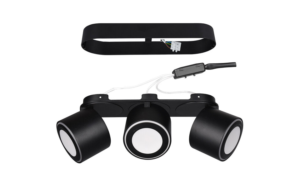 HLW LED LED Plafondspot - Trion Tarus - 12W - Warm Wit 3000K - 3-lichts - Rond - Mat Zwart - Aluminium HLW LED LED Plafondspot - Trion Tarus - 12W - Warm Wit 3000K - 3-lichts - Rond - Mat Zwart - Aluminium