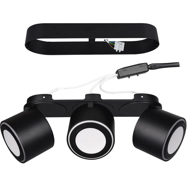 HLW LED LED Plafondspot - Trion Tarus - 12W - Warm Wit 3000K - 3-lichts - Rond - Mat Zwart - Aluminium HLW LED LED Plafondspot - Trion Tarus - 12W - Warm Wit 3000K - 3-lichts - Rond - Mat Zwart - Aluminium