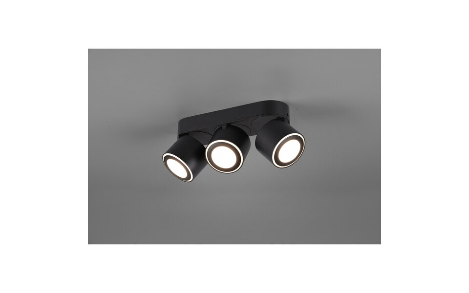 HLW LED LED Plafondspot - Trion Tarus - 12W - Warm Wit 3000K - 3-lichts - Rond - Mat Zwart - Aluminium HLW LED LED Plafondspot - Trion Tarus - 12W - Warm Wit 3000K - 3-lichts - Rond - Mat Zwart - Aluminium