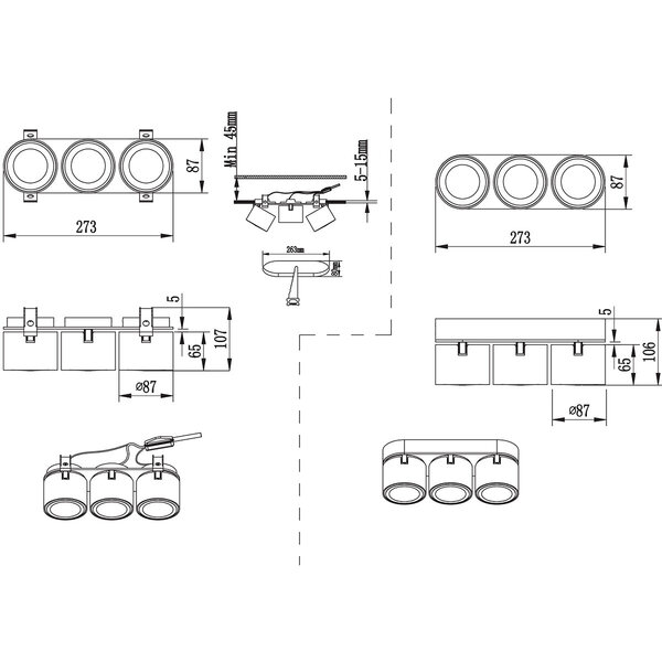 HLW LED LED Plafondspot - Trion Tarus - 12W - Warm Wit 3000K - 3-lichts - Rond - Mat Zwart - Aluminium HLW LED LED Plafondspot - Trion Tarus - 12W - Warm Wit 3000K - 3-lichts - Rond - Mat Zwart - Aluminium