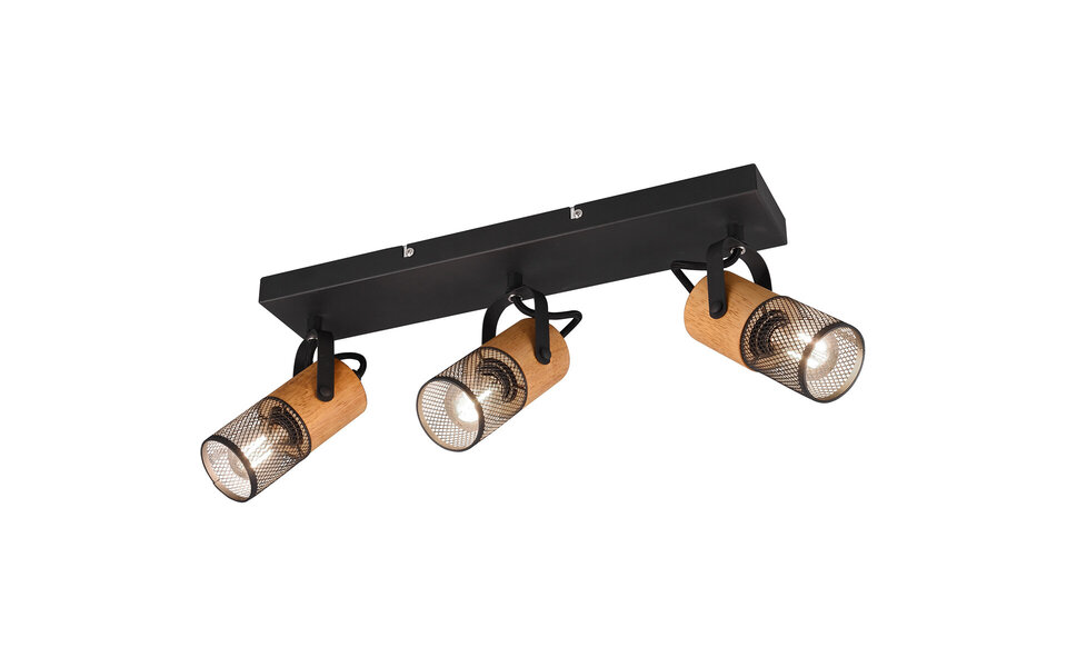 HLW LED LED Plafondspot - Trion Yosh - E14 Fitting - 3-lichts - Rechthoek - Mat Zwart - Aluminium