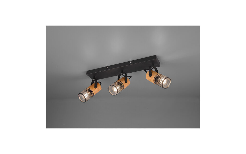 HLW LED LED Ceiling Spotlight - Trion Yosh - E14 Fitting - 3-light - Rectangular - Matte Black - Aluminum