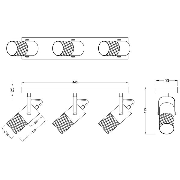 HLW LED LED Plafondspot - Trion Yosh - E14 Fitting - 3-lichts - Rechthoek - Mat Zwart - Aluminium HLW LED LED Plafondspot - Trion Yosh - E14 Fitting - 3-lichts - Rechthoek - Mat Zwart - Aluminium