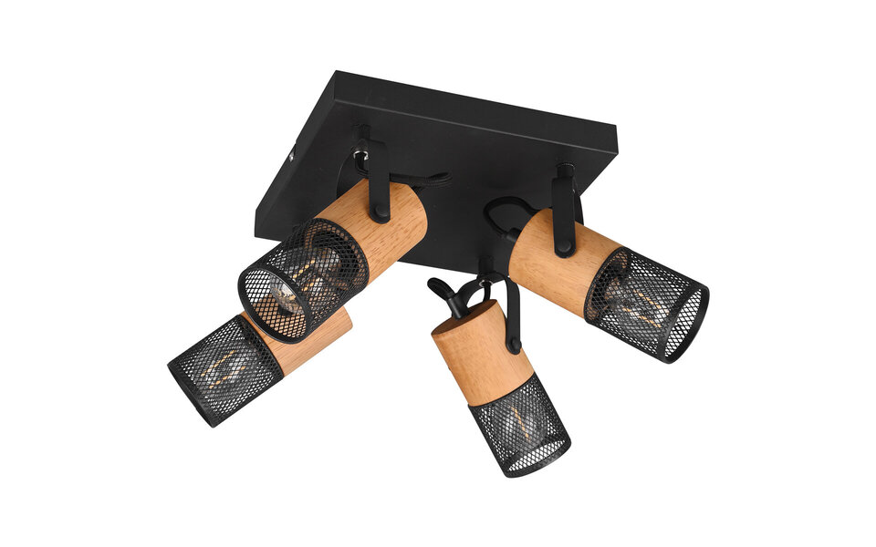 HLW LED LED Plafondspot - Trion Yosh - E14 Fitting - 4-lichts - Vierkant - Mat Zwart - Aluminium HLW LED LED Plafondspot - Trion Yosh - E14 Fitting - 4-lichts - Vierkant - Mat Zwart - Aluminium