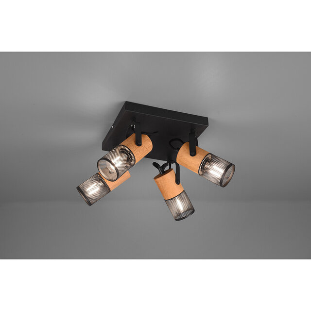 HLW LED LED Plafondspot - Trion Yosh - E14 Fitting - 4-lichts - Vierkant - Mat Zwart - Aluminium HLW LED LED Plafondspot - Trion Yosh - E14 Fitting - 4-lichts - Vierkant - Mat Zwart - Aluminium