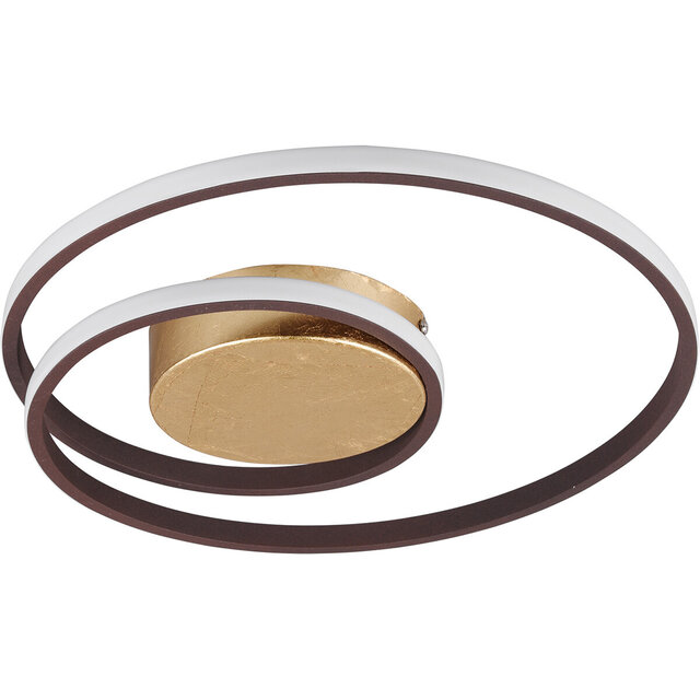 rond LED plafondlamp in roestkleur met 22W vermogen en warm wit licht van 3000K dimbaar