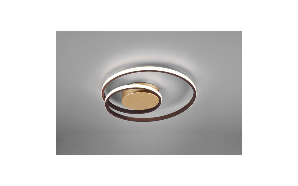 HLW LED LED Ceiling Lamp - Ceiling Lighting - Trion Zilab - 22W - Warm White 3000K - Dimmable - Round - Rust Color - Aluminum