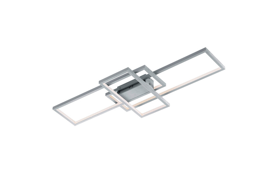 HLW LED LED Plafondlamp WiZ - Smart LED - Plafondverlichting - Trion Tiagi - 36W - Aanpasbare Kleur - RGBW - Afstandsbediening - Dimbaar - Rechthoek - Mat Nikkel - Aluminium