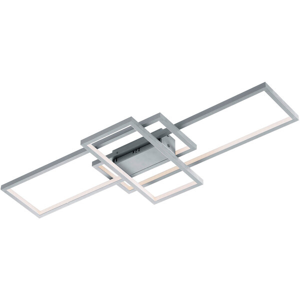 HLW LED LED Plafondlamp WiZ - Smart LED - Plafondverlichting - Trion Tiagi - 36W - Aanpasbare Kleur - RGBW - Afstandsbediening - Dimbaar - Rechthoek - Mat Nikkel - Aluminium