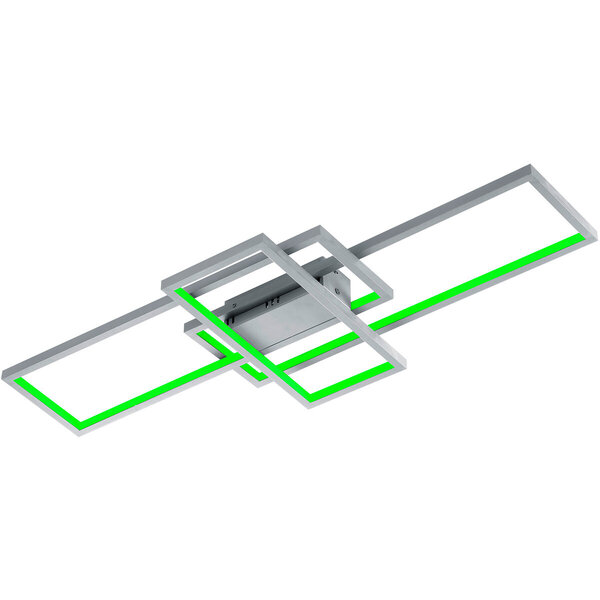 HLW LED LED Plafondlamp WiZ - Smart LED - Plafondverlichting - Trion Tiagi - 36W - Aanpasbare Kleur - RGBW - Afstandsbediening - Dimbaar - Rechthoek - Mat Nikkel - Aluminium