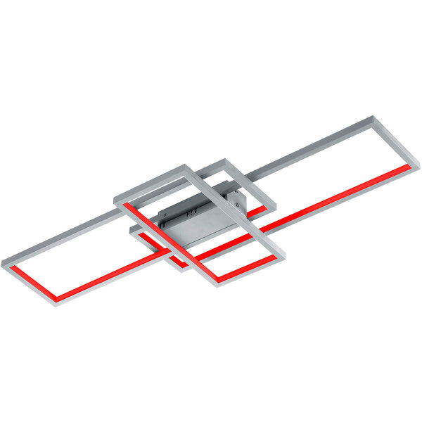 HLW LED LED Plafondlamp WiZ - Smart LED - Plafondverlichting - Trion Tiagi - 36W - Aanpasbare Kleur - RGBW - Afstandsbediening - Dimbaar - Rechthoek - Mat Nikkel - Aluminium