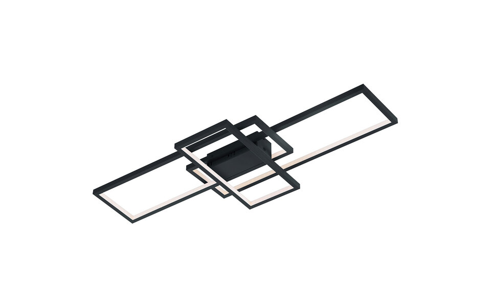 HLW LED LED Plafondlamp WiZ - Smart LED - Plafondverlichting - Trion Tiagi - 36W - Aanpasbare Kleur - RGBW - Afstandsbediening - Dimbaar - Rechthoek - Mat Antraciet - Aluminium