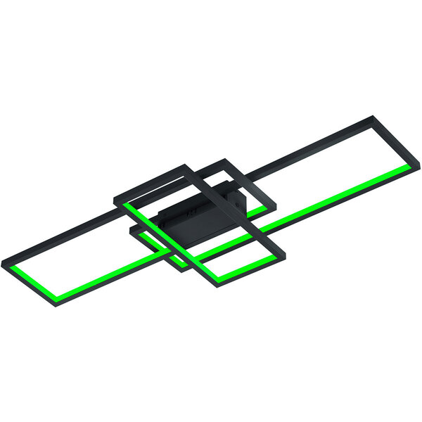 HLW LED LED Plafondlamp WiZ - Smart LED - Plafondverlichting - Trion Tiagi - 36W - Aanpasbare Kleur - RGBW - Afstandsbediening - Dimbaar - Rechthoek - Mat Antraciet - Aluminium