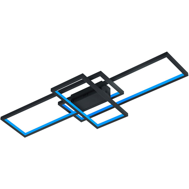 HLW LED LED Ceiling Light WiZ - Smart LED - Ceiling Lighting - Trion Tiagi - 36W - Adjustable Color - RGBW - Remote Control - Dimmable - Rectangle - Matte Anthracite - Aluminum
