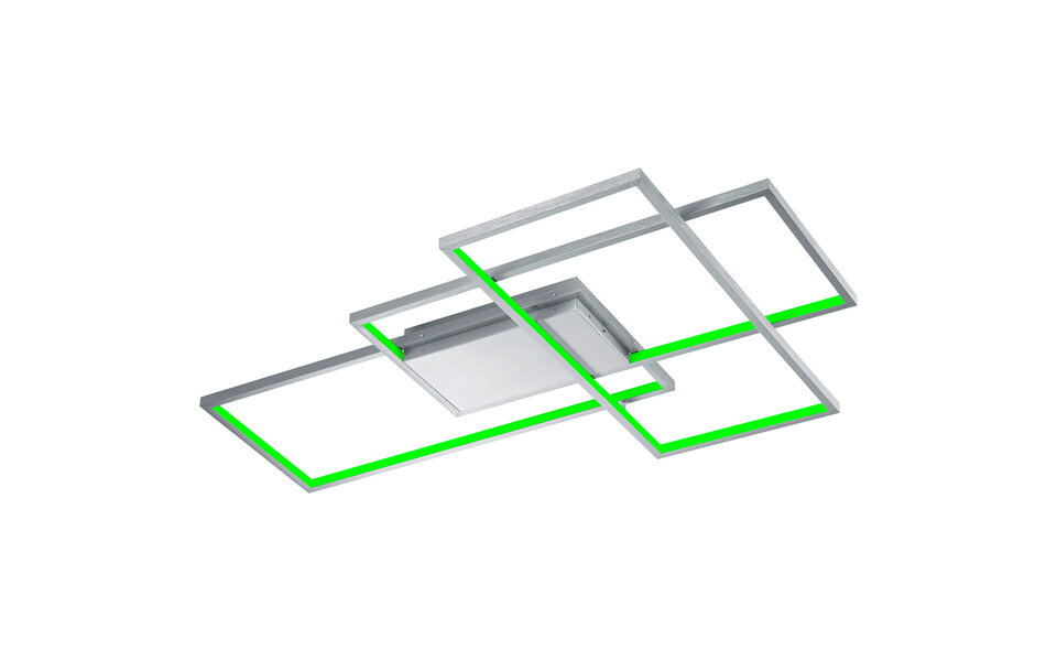 HLW LED LED Plafondlamp WiZ - Smart LED - Plafondverlichting - Trion Tiagi - 40W - Aanpasbare Kleur - RGBW - Afstandsbediening - Dimbaar - Rechthoek - Mat Nikkel - Aluminium