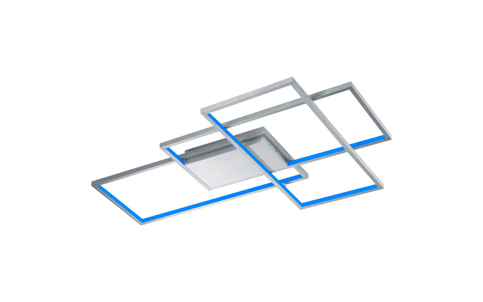 HLW LED LED Plafondlamp WiZ - Smart LED - Plafondverlichting - Trion Tiagi - 40W - Aanpasbare Kleur - RGBW - Afstandsbediening - Dimbaar - Rechthoek - Mat Nikkel - Aluminium