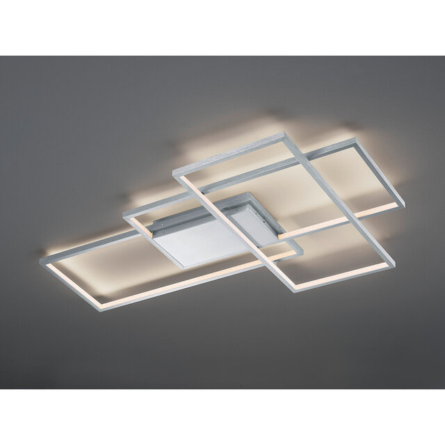 HLW LED LED Plafondlamp WiZ - Smart LED - Plafondverlichting - Trion Tiagi - 40W - Aanpasbare Kleur - RGBW - Afstandsbediening - Dimbaar - Rechthoek - Mat Nikkel - Aluminium