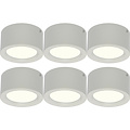 LED Downlight 6 Pack - Opbouw Rond Hoog 10W - Natuurlijk Wit 4200K - Mat Wit Aluminium - Ø140mm