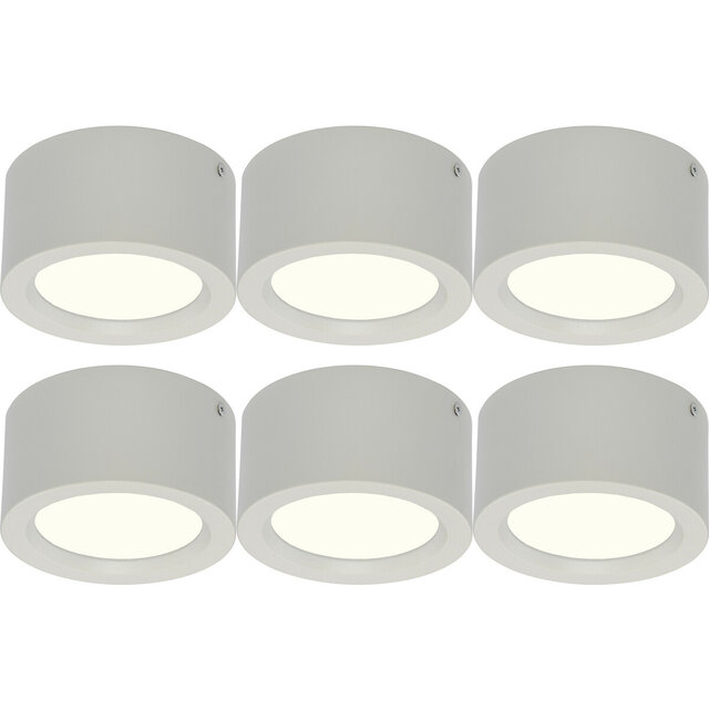 6x LED opbouwspot 10W 700lm 4200K Ø140mm Binnenverlichting