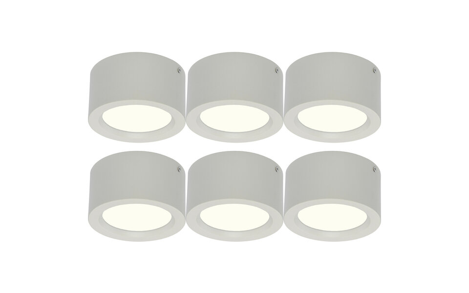 HLW LED LED Downlight 6 Pack - Opbouw Rond Hoog 10W - Natuurlijk Wit 4200K - Mat Wit Aluminium - Ø140mm