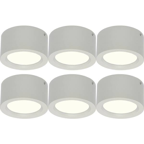 HLW LED LED Downlight 6 Pack - Opbouw Rond Hoog 10W - Natuurlijk Wit 4200K - Mat Wit Aluminium - Ø140mm HLW LED LED Downlight 6 Pack - Opbouw Rond Hoog 10W - Natuurlijk Wit 4200K - Mat Wit Aluminium - Ø140mm