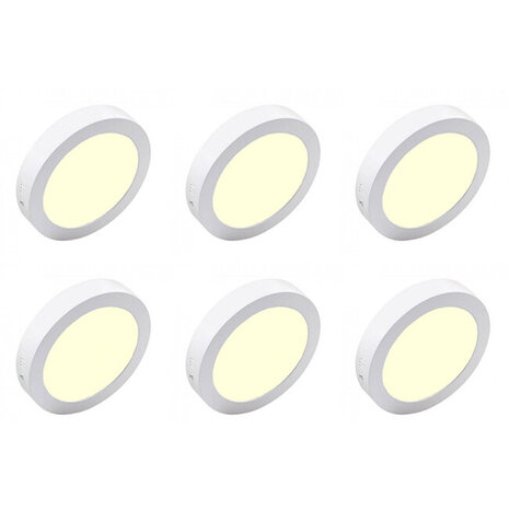 LED Downlight 6 Pack - Opbouw - Rond 18W - Warm Wit 3000K - Mat Wit Aluminium - Ø225mm LED Downlight 6 Pack - Opbouw - Rond 18W - Warm Wit 3000K - Mat Wit Aluminium - Ø225mm