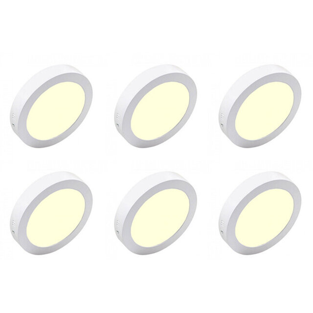 LED Opbouwspot 6-pack Ø225mm 18W 1850lm 3000K Warmwit Binnenverlichting