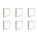LED Downlight 6 Pack - Opbouw Vierkant 18W - Natuurlijk Wit 4200K - Mat Wit Aluminium - 225mm